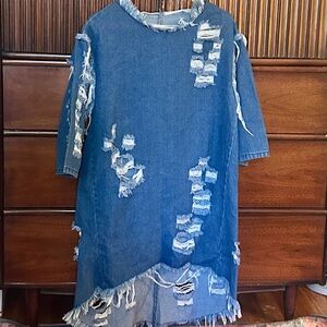 Denim Dress Tunic Distressed